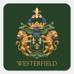 Pegatina Cuadrada Escudo de Armas de la Familia Holandesa Westerfiel