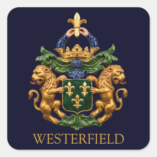 Pegatina Cuadrada Escudo de Armas de la Familia Holandesa Westerfiel