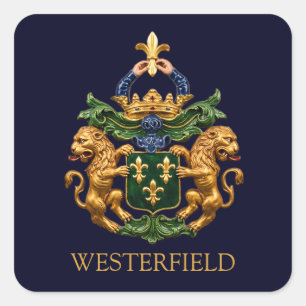 Pegatina Cuadrada Escudo de Armas de la Familia Holandesa Westerfiel