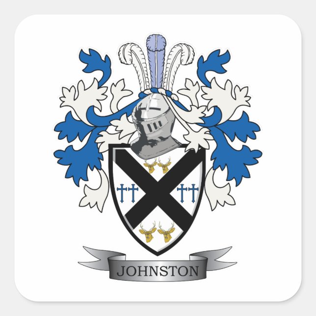 Pegatina Cuadrada Escudo de armas de la familia Johnston (Anverso)