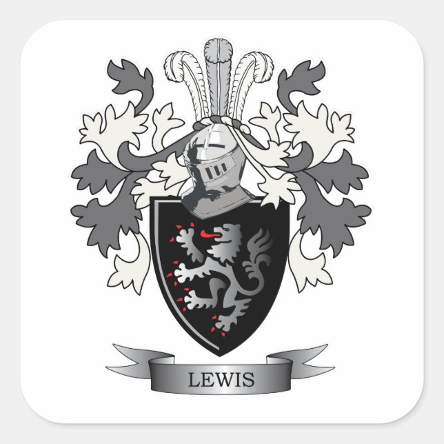 Pegatina Cuadrada Escudo de armas de la familia Lewis (Anverso)