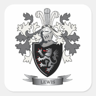 Pegatina Cuadrada Escudo de armas de la familia Lewis