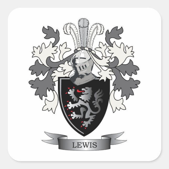 Pegatina Cuadrada Escudo de armas de la familia Lewis (Anverso)