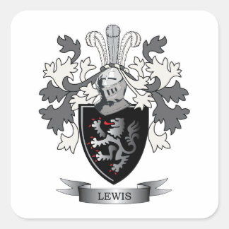 Pegatina Cuadrada Escudo de armas de la familia Lewis