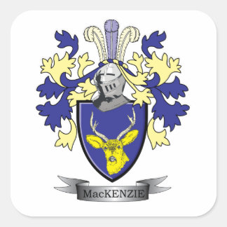 Pegatina Cuadrada Escudo de armas de la familia MacKenzie