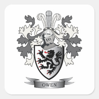 Pegatina Cuadrada Escudo de armas de la familia Owen