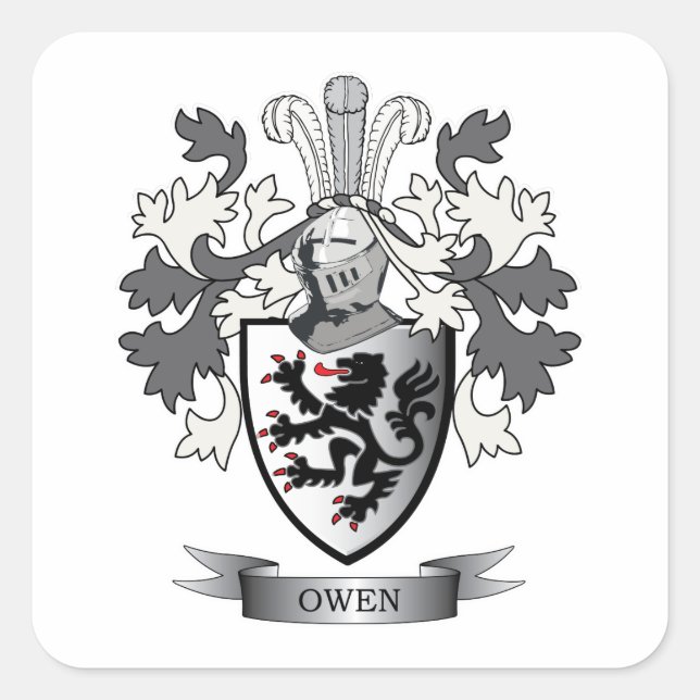 Pegatina Cuadrada Escudo de armas de la familia Owen (Anverso)