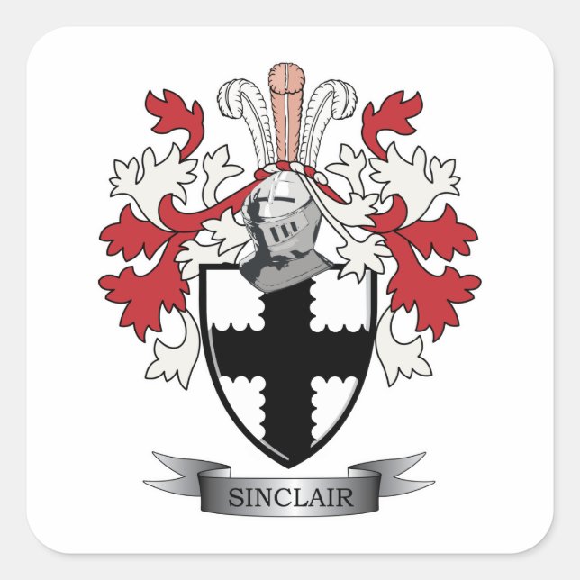 Pegatina Cuadrada Escudo de armas de la familia Sinclair (Anverso)