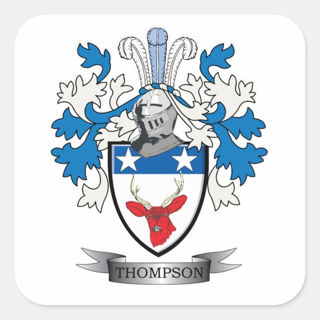 Pegatina Cuadrada Escudo de armas de la familia Thompson (Anverso)