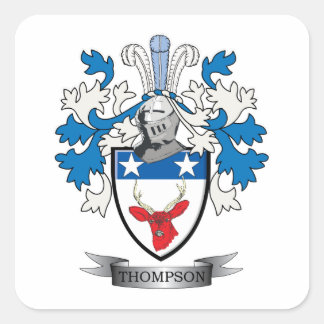 Pegatina Cuadrada Escudo de armas de la familia Thompson