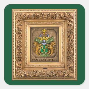 Pegatina Cuadrada Escudo de armas de la familia Van Westervelt