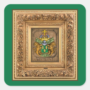 Pegatina Cuadrada Escudo de armas de la familia Van Westervelt