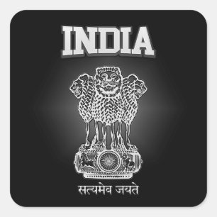 Pegatina Cuadrada Escudo de armas de la India