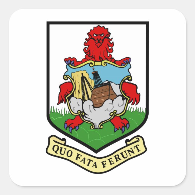 Pegatina Cuadrada Escudo de armas de las Bermudas (Anverso)