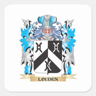 Pegatina Cuadrada Escudo de armas de Louden - escudo familiar