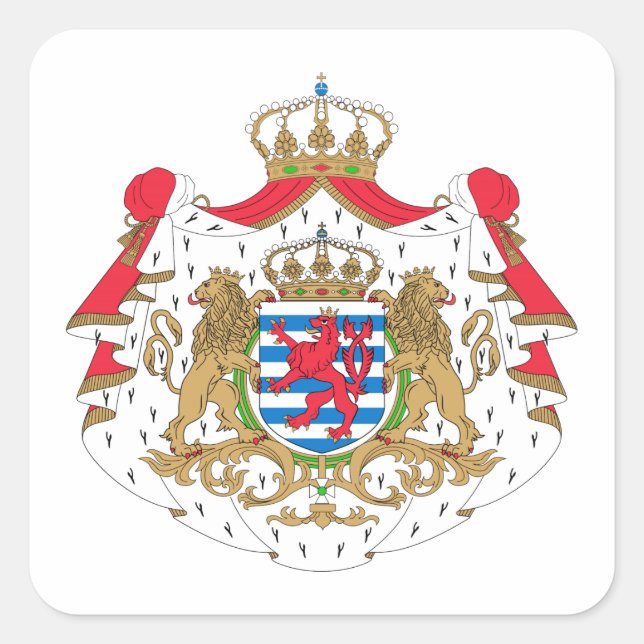 Pegatina Cuadrada Escudo de armas de Luxemburgo (Anverso)