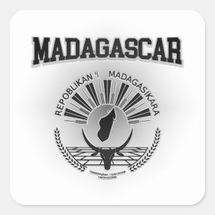 Pegatina Cuadrada Escudo de armas de Madagascar