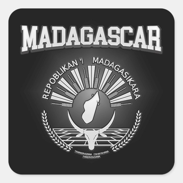 Pegatina Cuadrada Escudo de armas de Madagascar (Anverso)