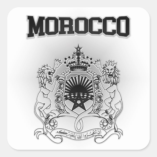 Pegatina Cuadrada Escudo de armas de Marruecos (Anverso)