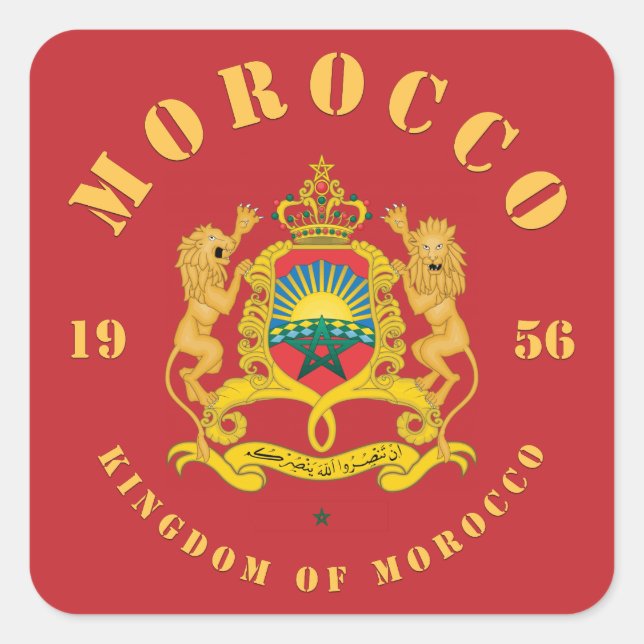 Pegatina Cuadrada Escudo de armas de Marruecos (Anverso)