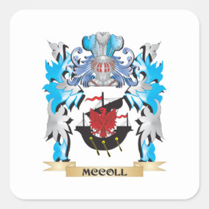 Pegatina Cuadrada Escudo de armas de Mccoll - escudo de la familia