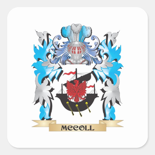 Pegatina Cuadrada Escudo de armas de Mccoll - escudo familiar (Anverso)