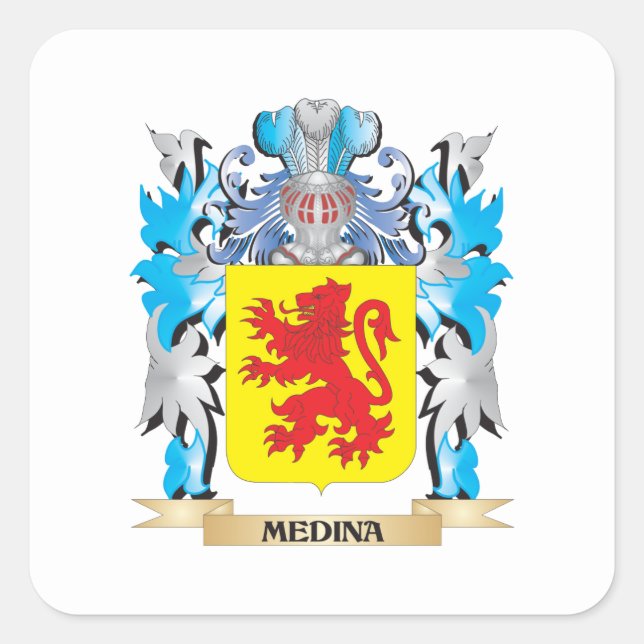 Pegatina Cuadrada Escudo de armas de Medina - escudo familiar (Anverso)
