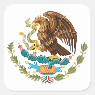 Pegatina Cuadrada Escudo de armas de México - Bandera de México