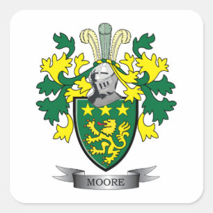 Pegatina Cuadrada Escudo de armas de Moore