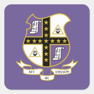 Pegatina Cuadrada Escudo de Armas de Mu Phi Epsilon
