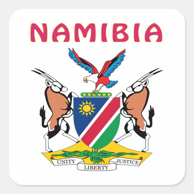 Pegatina Cuadrada Escudo de armas de Namibia (Anverso)