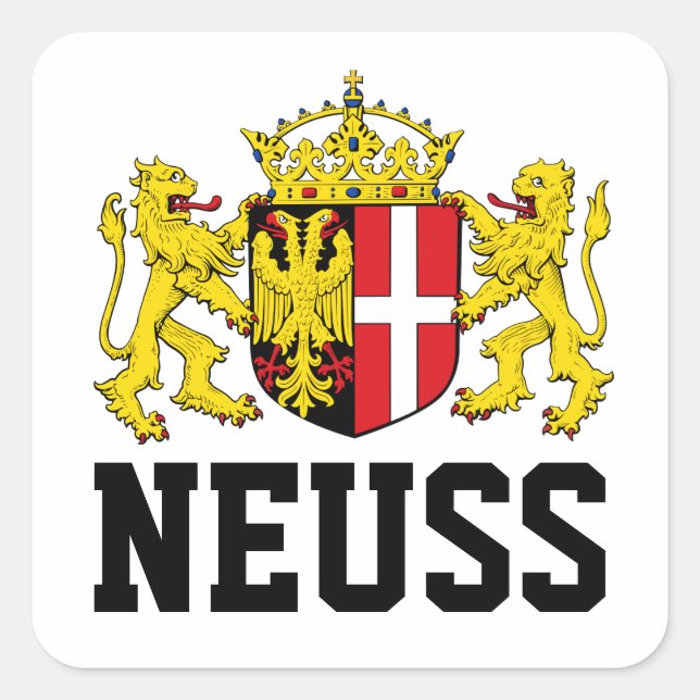Pegatina Cuadrada Escudo de armas de Neuss, Alemania (Anverso)