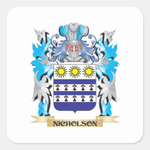 Pegatina Cuadrada Escudo de armas de Nicholson - escudo de la