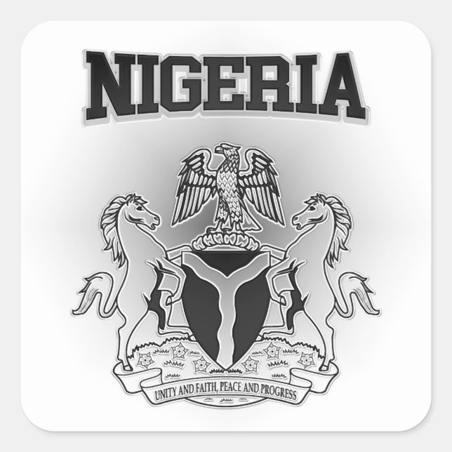 Pegatina Cuadrada Escudo de armas de Nigeria (Anverso)