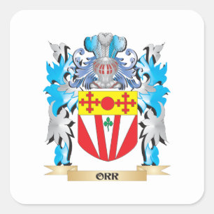 Pegatina Cuadrada Escudo de armas de Orr - escudo de la familia