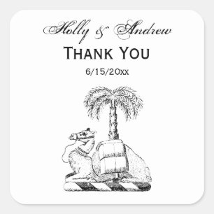 Pegatina Cuadrada Escudo de armas de palma heráldica de camello