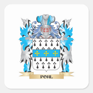 Pegatina Cuadrada Escudo de armas de Pohl - reposo familiar