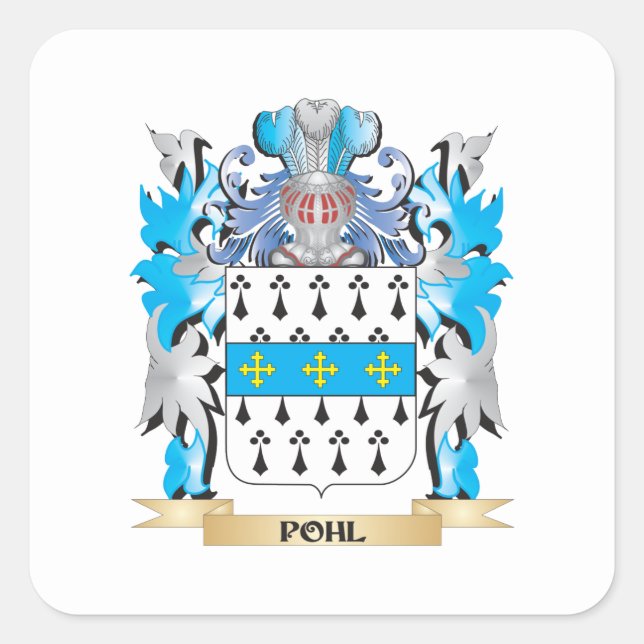 Pegatina Cuadrada Escudo de armas de Pohl - reposo familiar (Anverso)