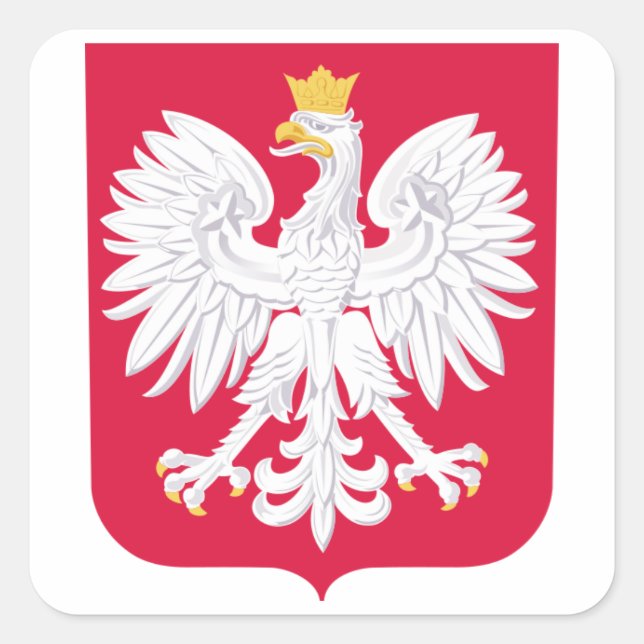 Pegatina Cuadrada Escudo de armas de Polonia (Anverso)