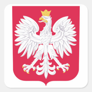 Pegatina Cuadrada Escudo de armas de Polonia