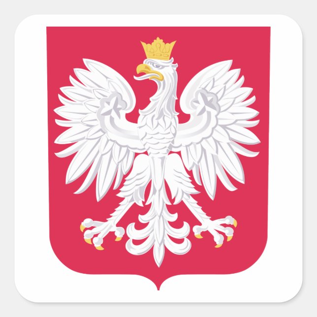 Pegatina Cuadrada Escudo De Armas De Polonia (Anverso)