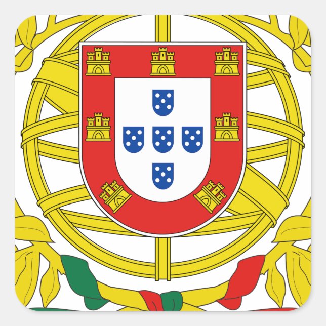 Pegatina Cuadrada Escudo de armas de Portugal (Anverso)