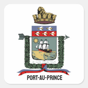 Pegatina Cuadrada Escudo de armas de Puerto Príncipe, HAITÍ