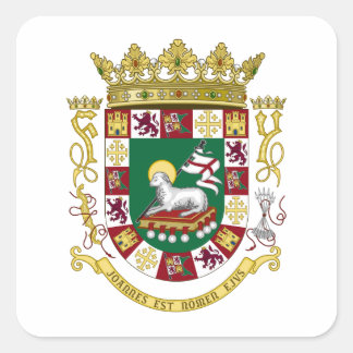 Pegatina Cuadrada Escudo de armas de Puerto Rico