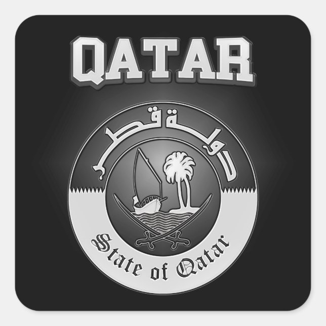 Pegatina Cuadrada Escudo de armas de Qatar (Anverso)