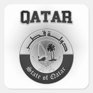 Pegatina Cuadrada Escudo de armas de Qatar