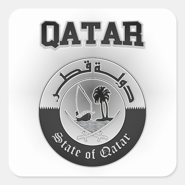 Pegatina Cuadrada Escudo de armas de Qatar (Anverso)