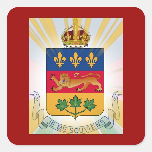 Pegatina Cuadrada Escudo de armas de Quebec (Anverso)
