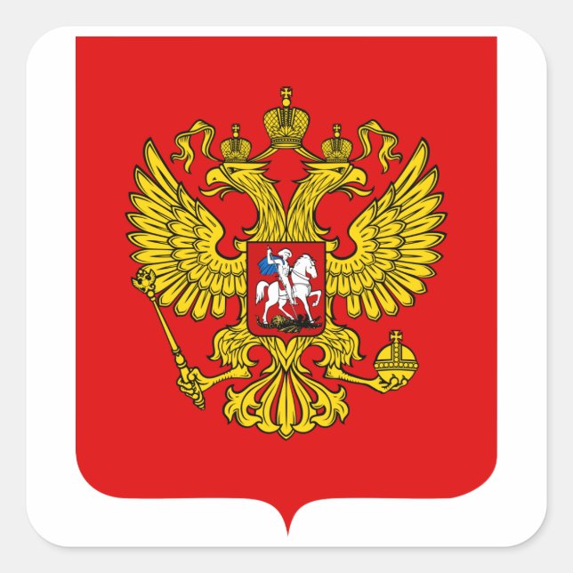 Pegatina Cuadrada Escudo de armas de Rusia (Anverso)