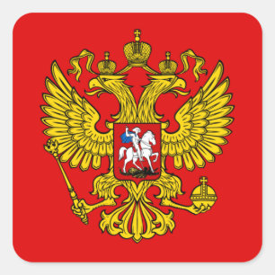 Pegatina Cuadrada Escudo de armas de Rusia